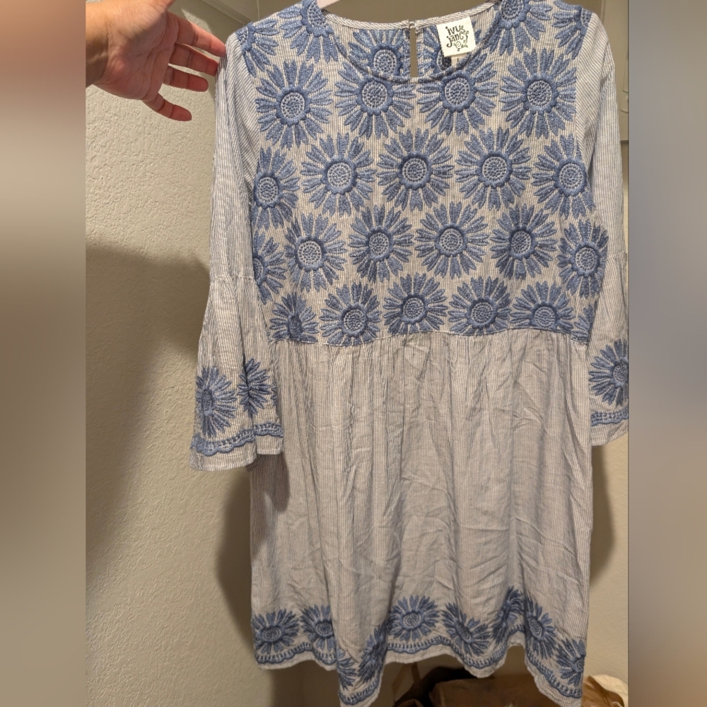 ivy jane Blue Floral Embroidered Tunic Dress